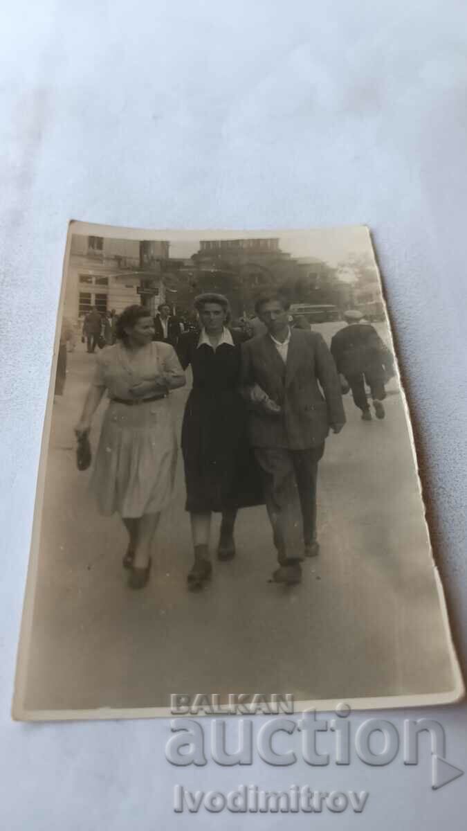 St. Sophia A man and two young women on Sveta Nedelya Square 1960