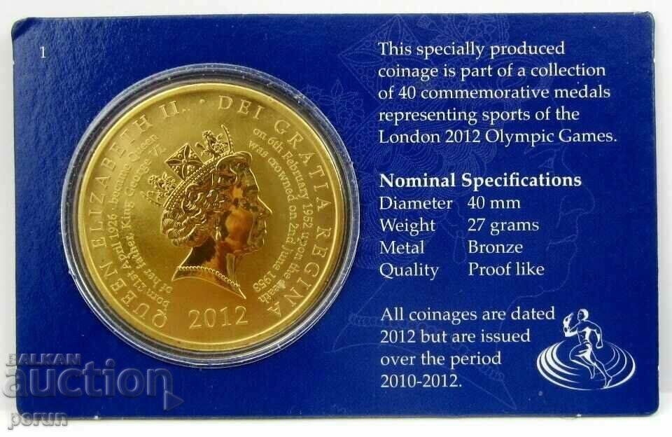 LONDON OLYMPICS-QUEEN ELIZABETH-COIN- MEDAL-Proof like