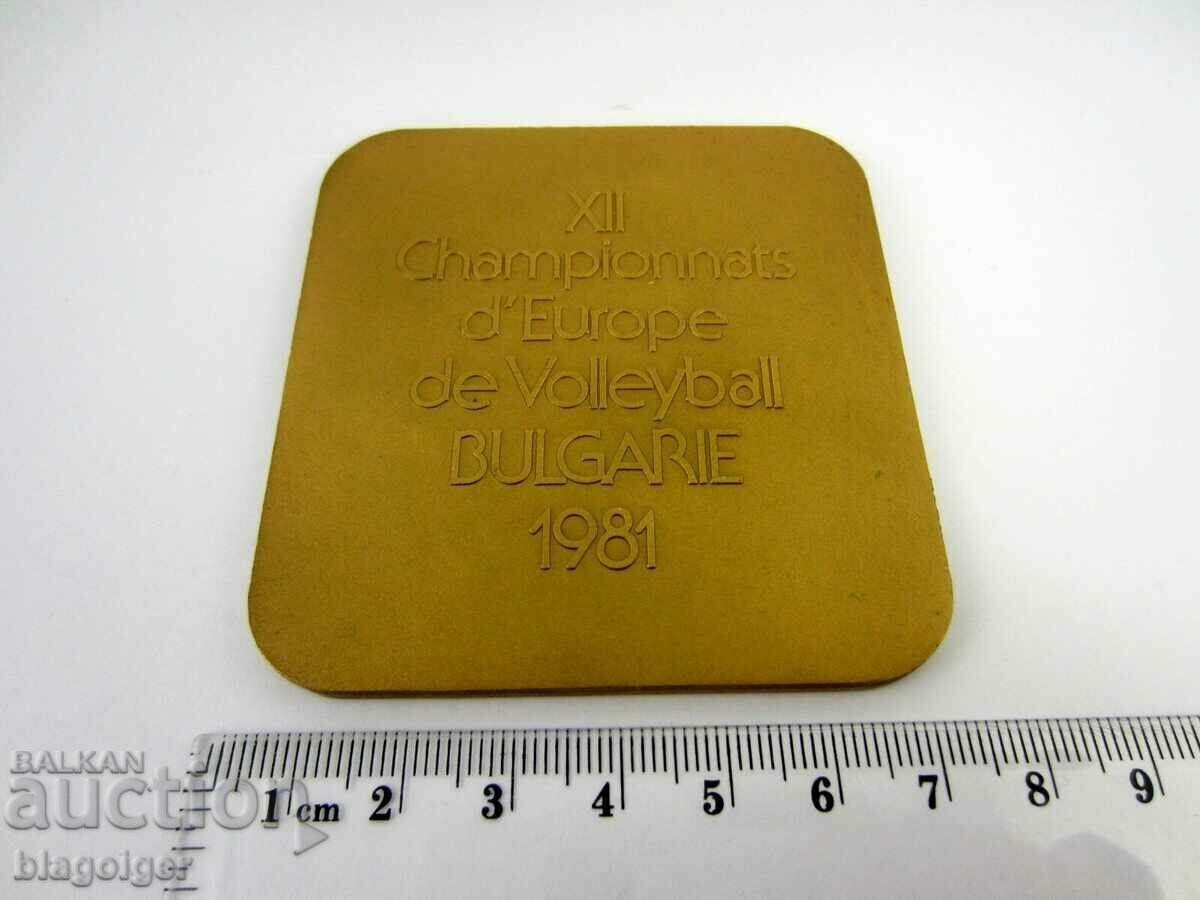Ευρωπαϊκό Πρωτάθλημα Βόλεϊ-1981-Πλακέτα συμμετέχοντος με τιμή 30.00 BGN | € 15.34 Ευρωπαϊκό Πρωτάθλημα Βόλεϊ-1981-Πλακέτα συμμετέχοντος με τιμή 30.00 BGN | € 15.34