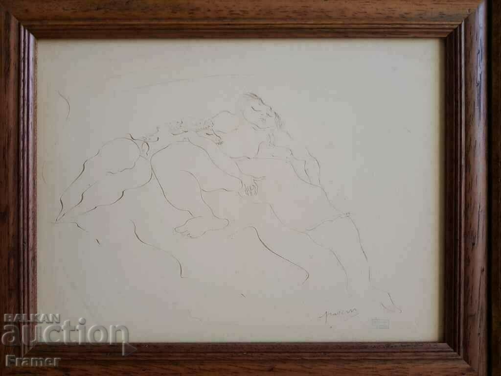 Jules Pasquin 1885 - 1930 În bordel Desen erotic original cu preț 1990.00 BGN | € 1017.47