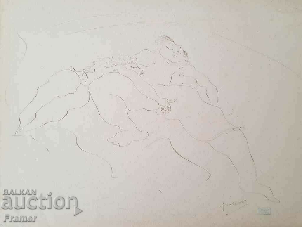 Licitație Jules Pasquin 1885 - 1930 În bordel Desen erotic original