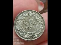 1/2 франк Швейцария 1936 г буква B рядка монета