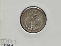 25 cents 1944 Netherlands Silver