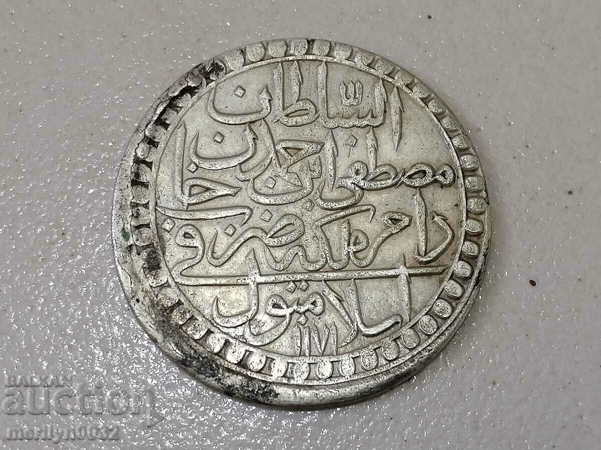 Moneda otomană de argint 465/1000 Mustafa al III-lea 1171