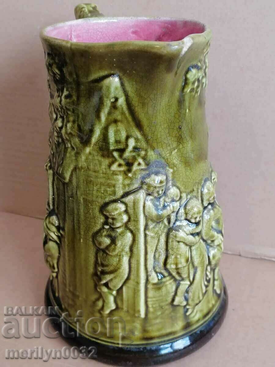 Fine Jewish jug majolica majolica 19th century pottery with price 279.00 BGN | € 142.65 Fine Jewish jug majolica majolica 19th century pottery with price 279.00 BGN | € 142.65