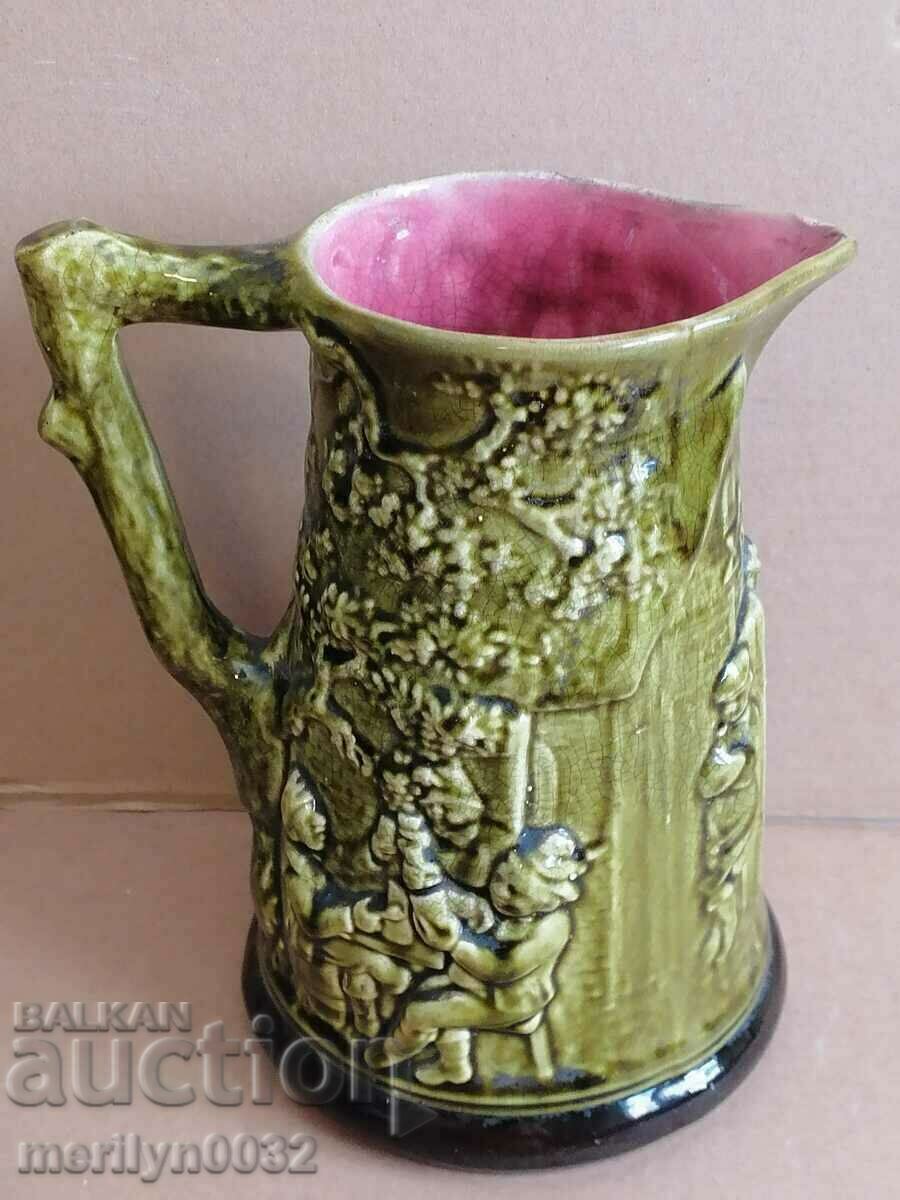 Fine Jewish jug majolica majolica 19th century pottery Fine Jewish jug majolica majolica 19th century pottery