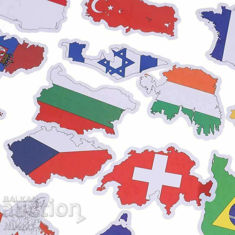 50 бр. стикери знамена на държави , България , Европа