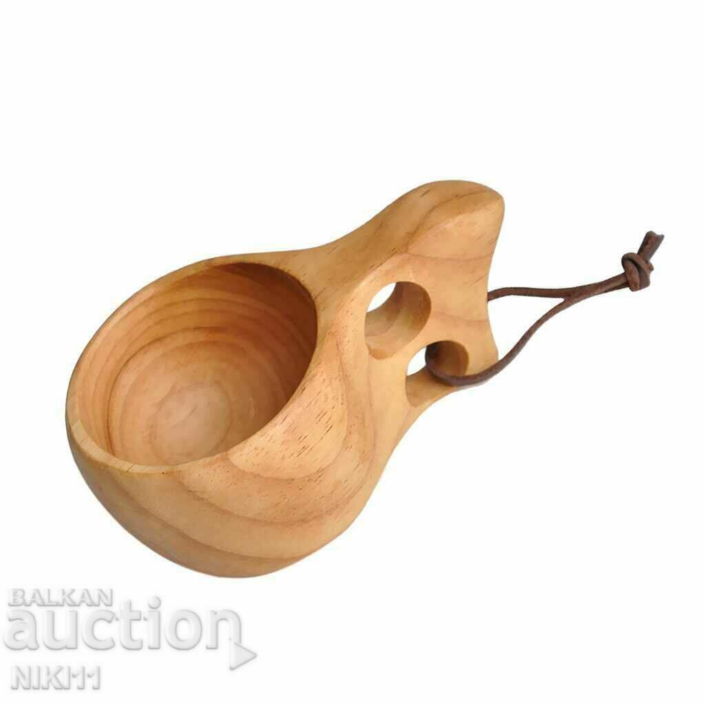 Auction  Wooden Cup Kuksa, Kuksa with two holes. Scandinavian style