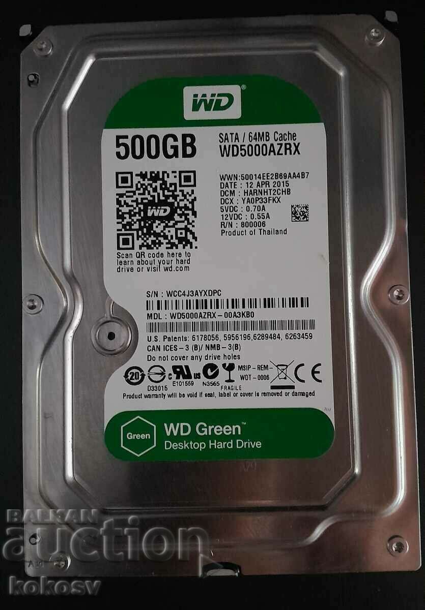 Σκληρός δίσκος HDD 500GB / 64mb Cache WD WD5000AZRX green series
