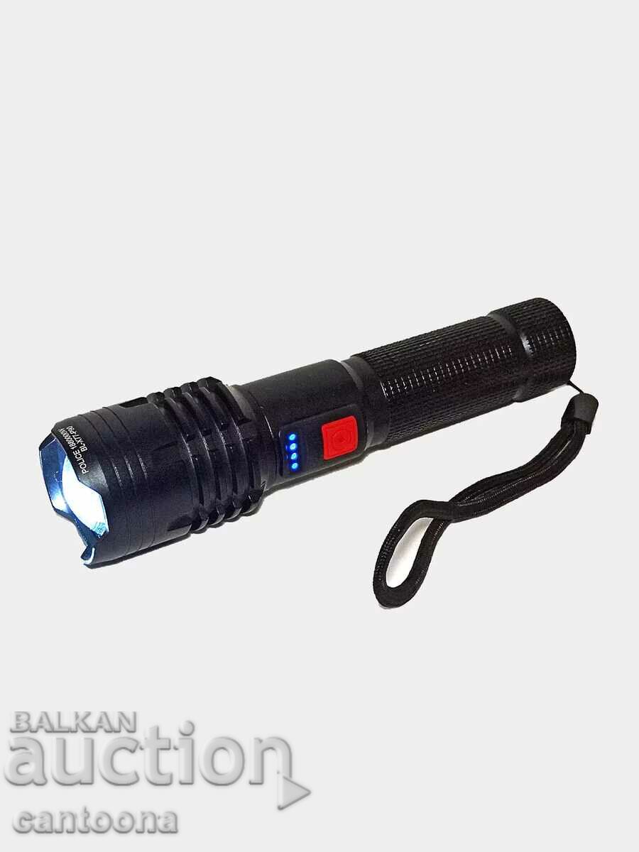 Супер мощен LED Акумулаторен фенер BL-X77-P90 - с 4 диода
