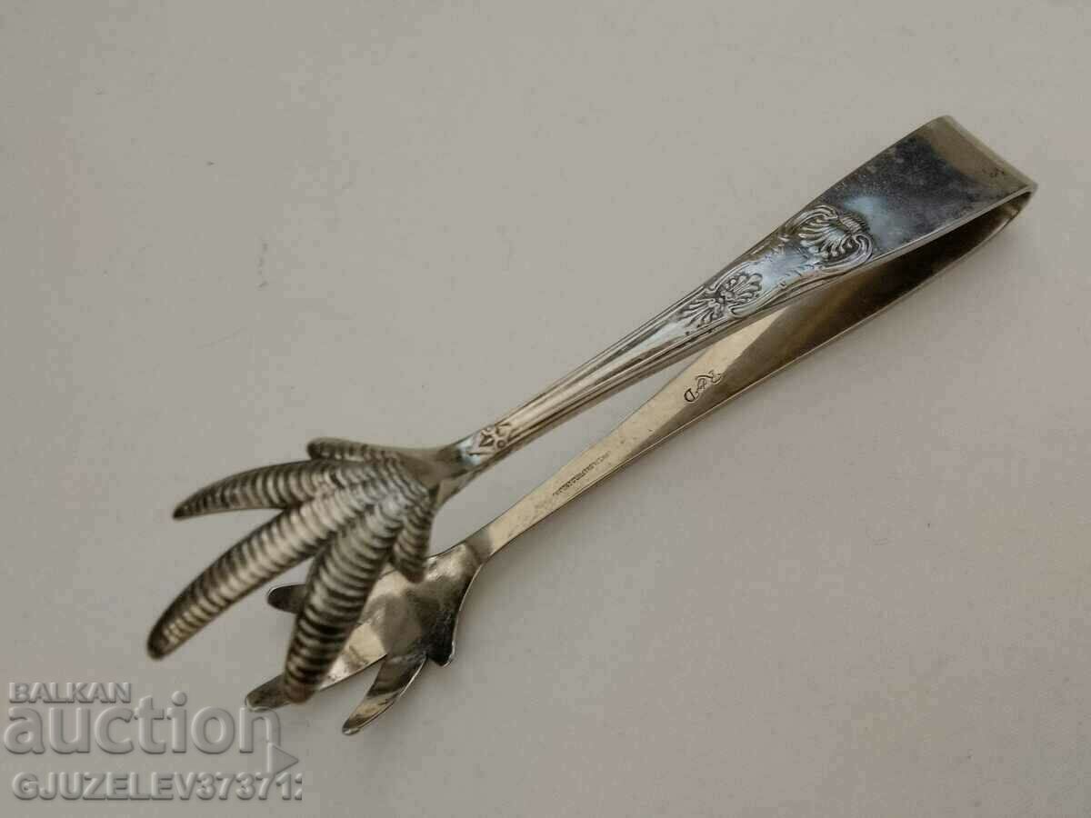 Delivery of Art deco vintage ice or sugar tongs, silver plated