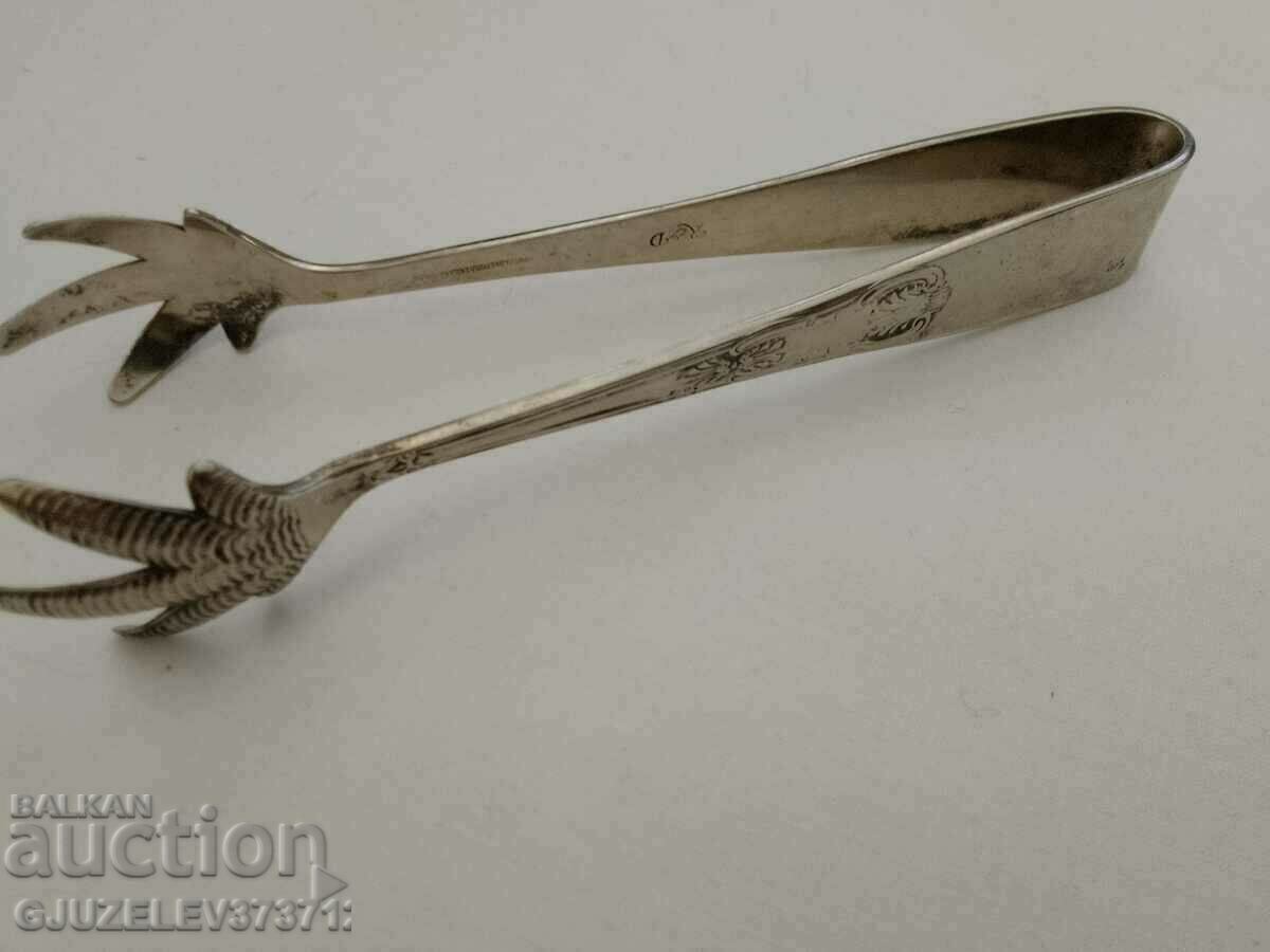 Art deco vintage ice or sugar tongs, silver plated - 5