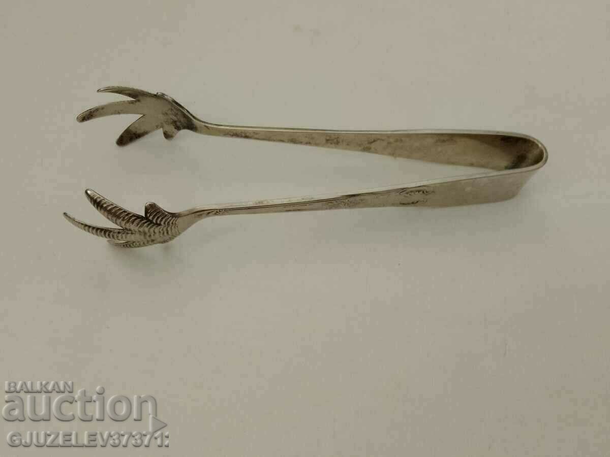 Art deco vintage ice or sugar tongs, silver plated - 7