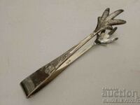 Art deco vintage ice or sugar tongs, silver plated