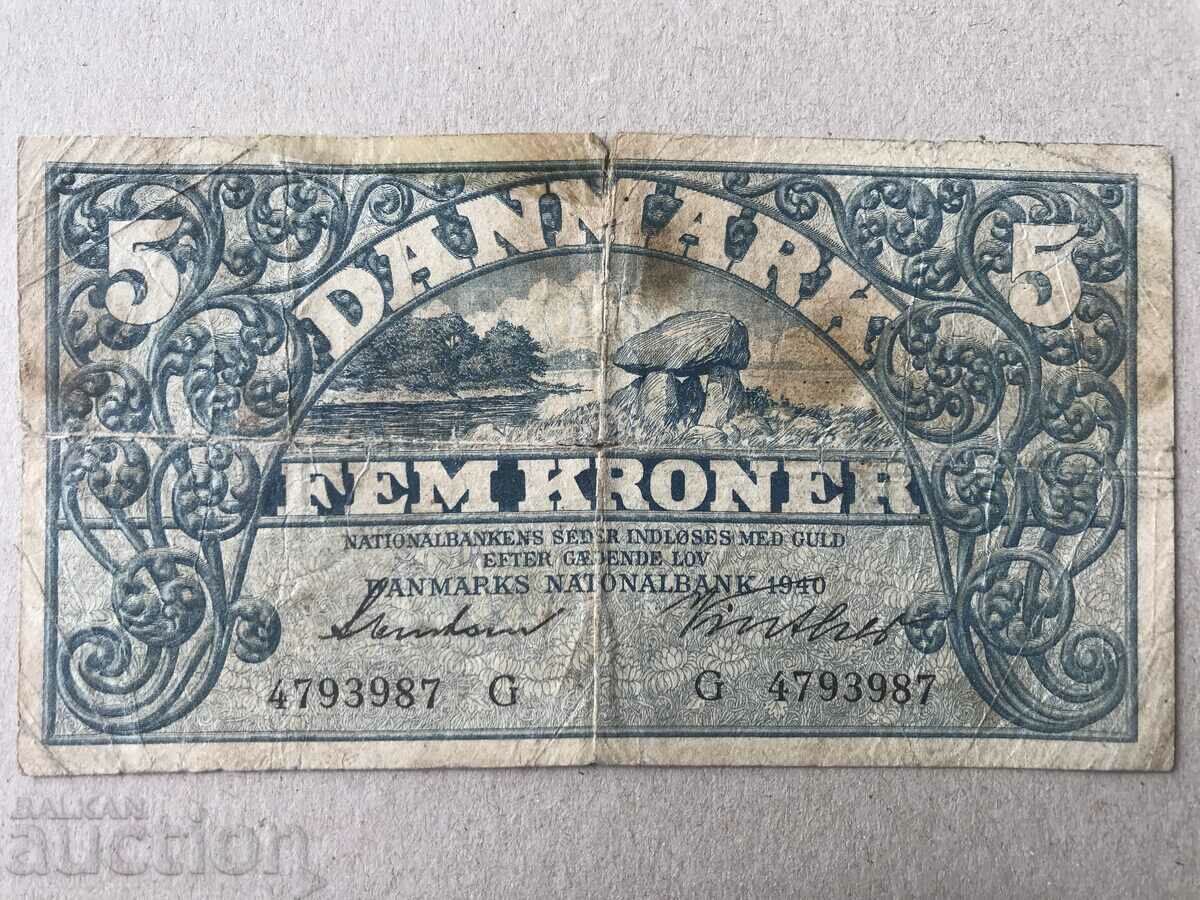Denmark 5 kroner 1940