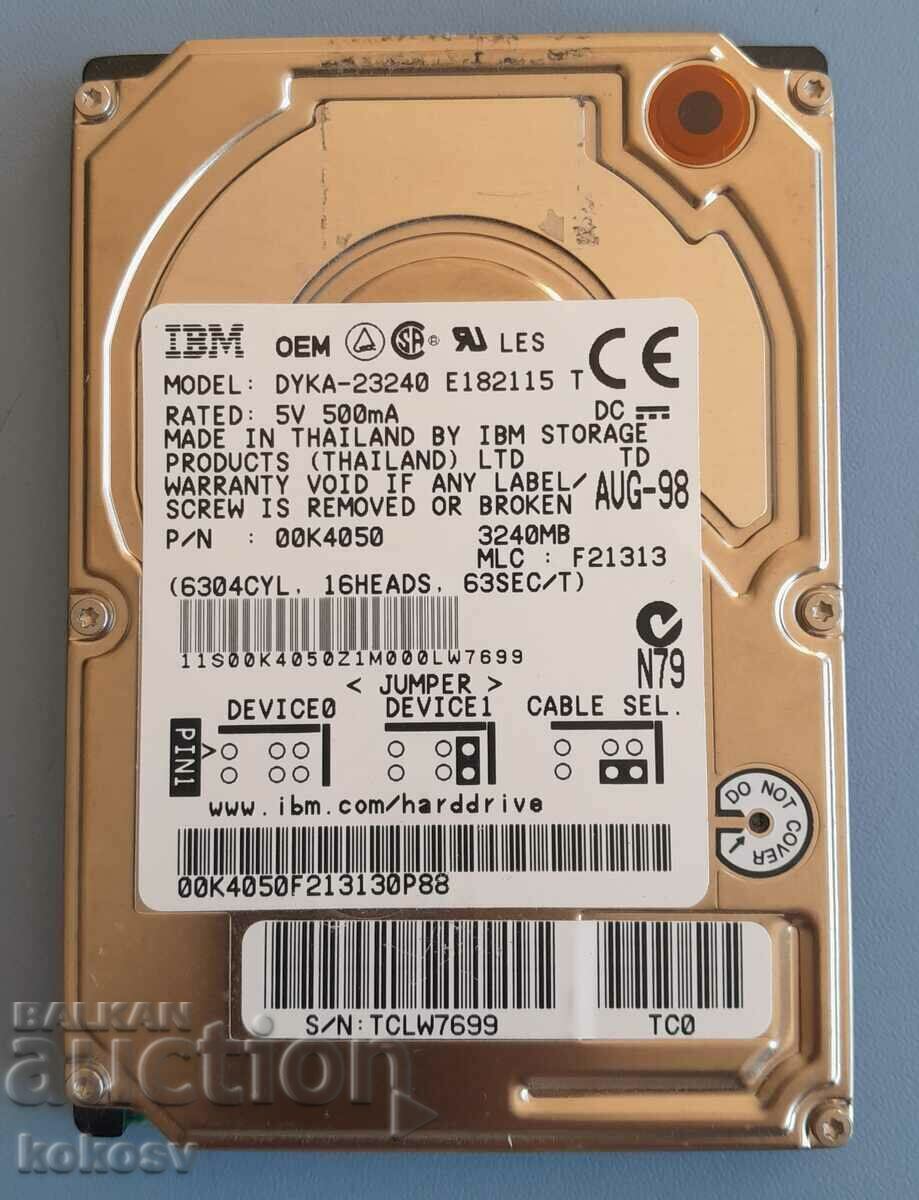 Ретро хард диск HDD IBM DYKA-23240 3.24GB IDE 2.5"