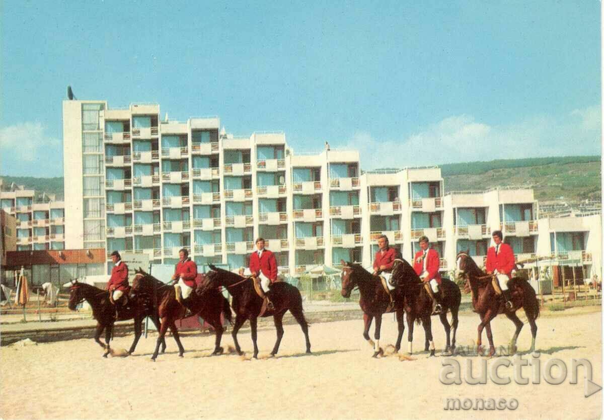 Old postcard - Albena, View with horsemen