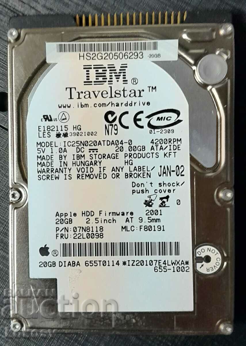 Ретро хард диск HDD 20GB IBM IC25N020ATDA04-0