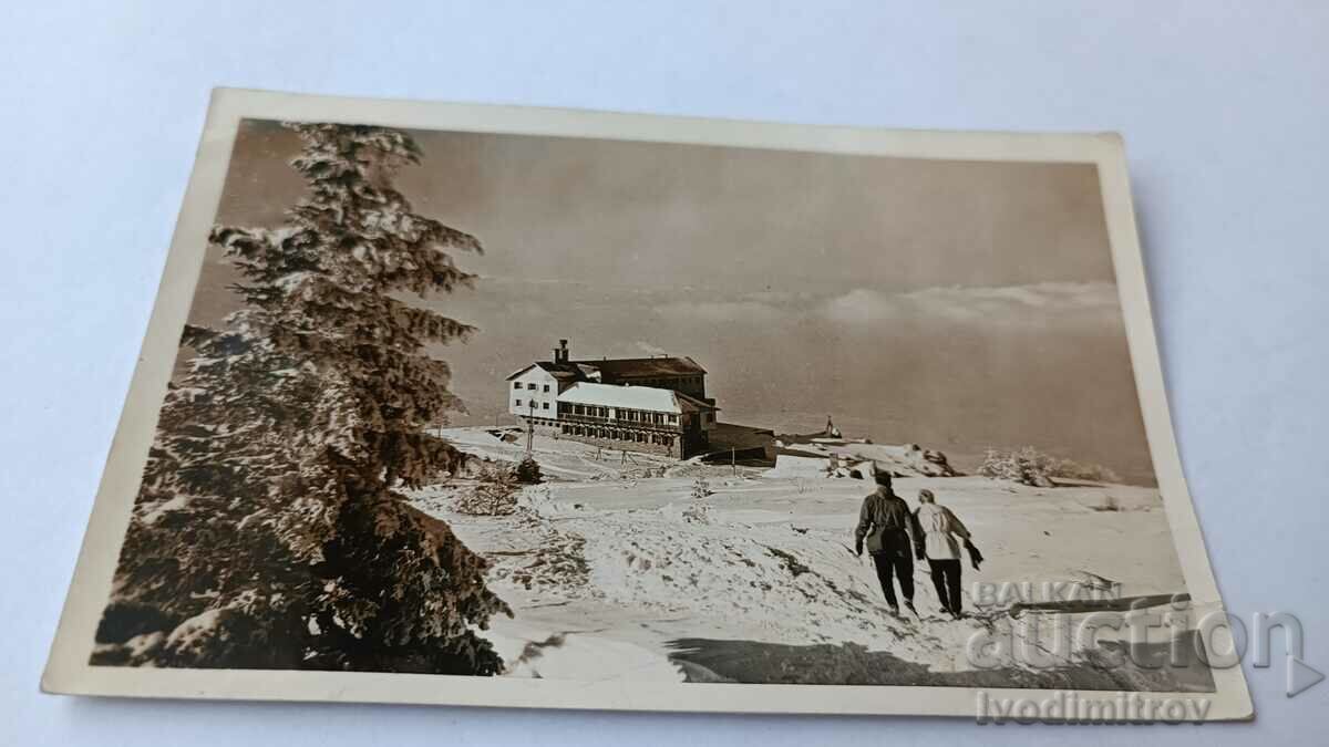 Postcard Vitosha Hut in the mountains in the winter of 1963