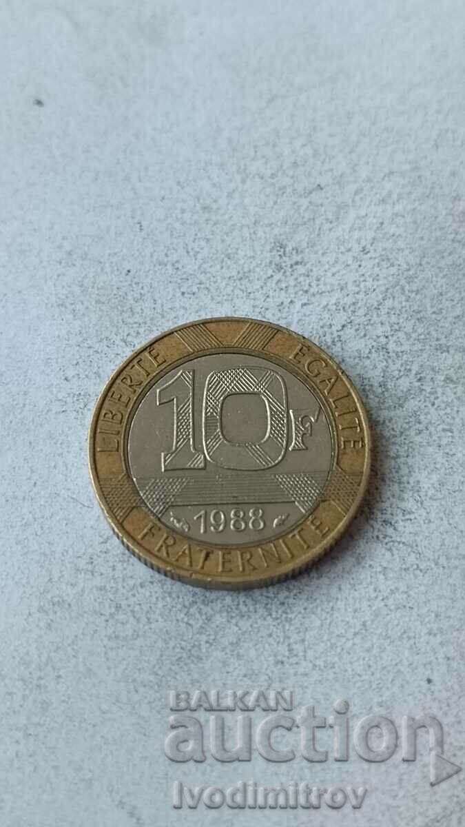 Франция 10 франка 1988