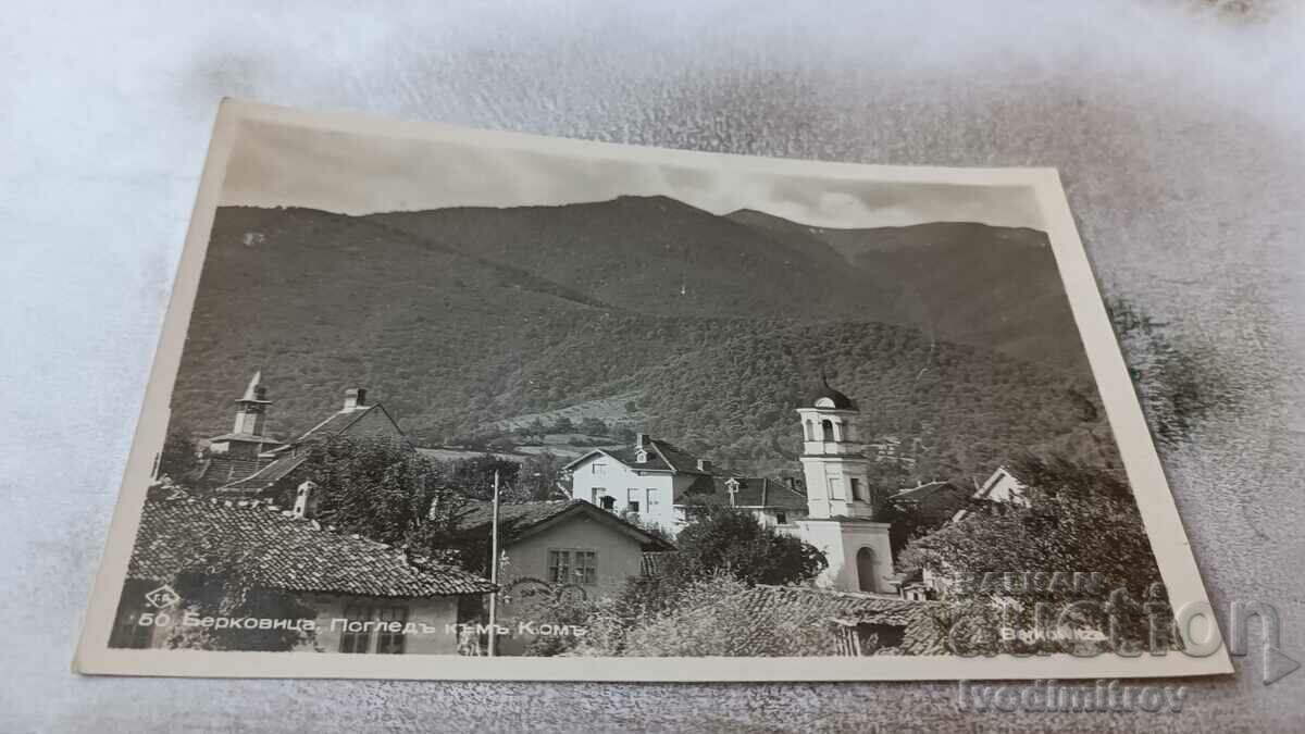 Пощенска картичка Берковица Погледъ къмъ Ком 1940