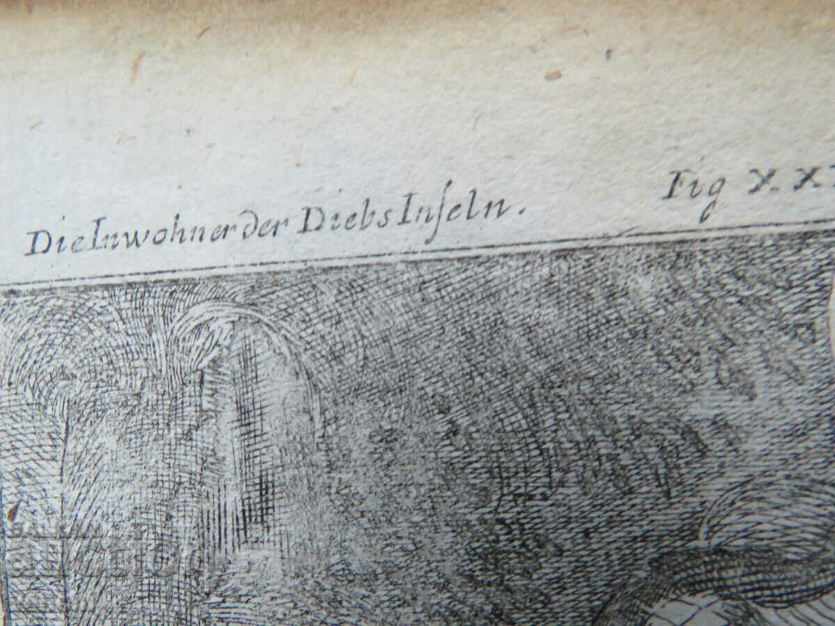 Auction 1717 - MALLET ENGRAVING - PEOPLE OF THE LARON ISLANDS - original Auction 1717 - MALLET ENGRAVING - PEOPLE OF THE LARON ISLANDS - original