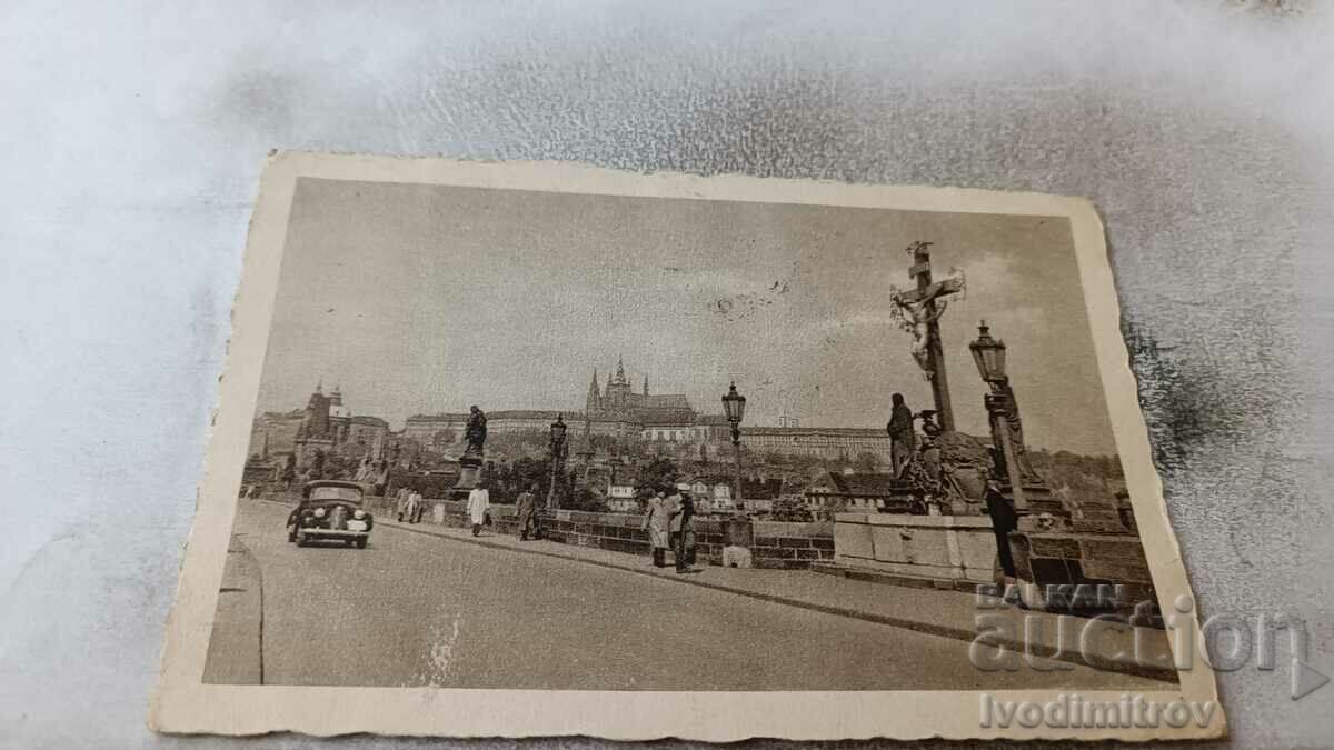 Пощенска картичка Praha Karluv most s Hradcany 1948