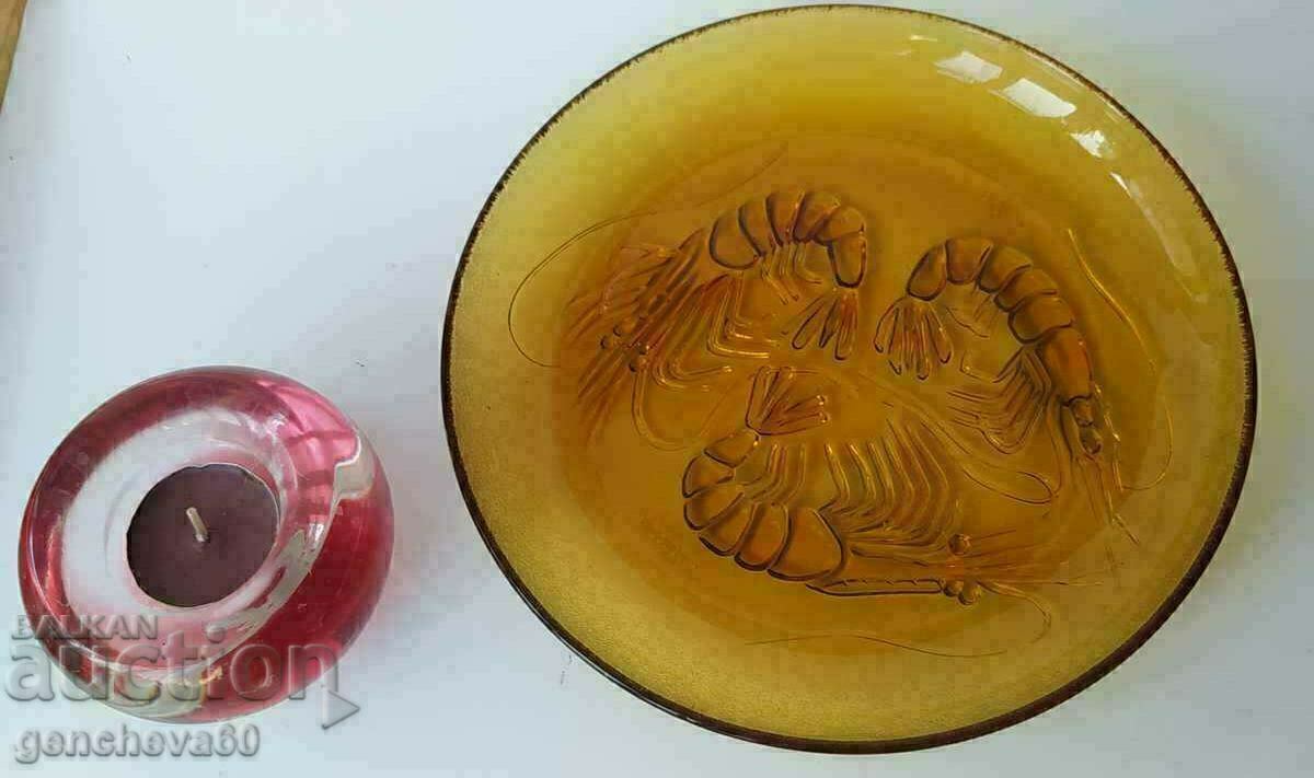 Amber Glass 3D Lobster/Rare Find