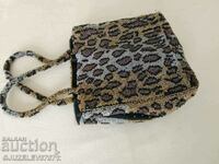 vintage leopard glass bead handbag