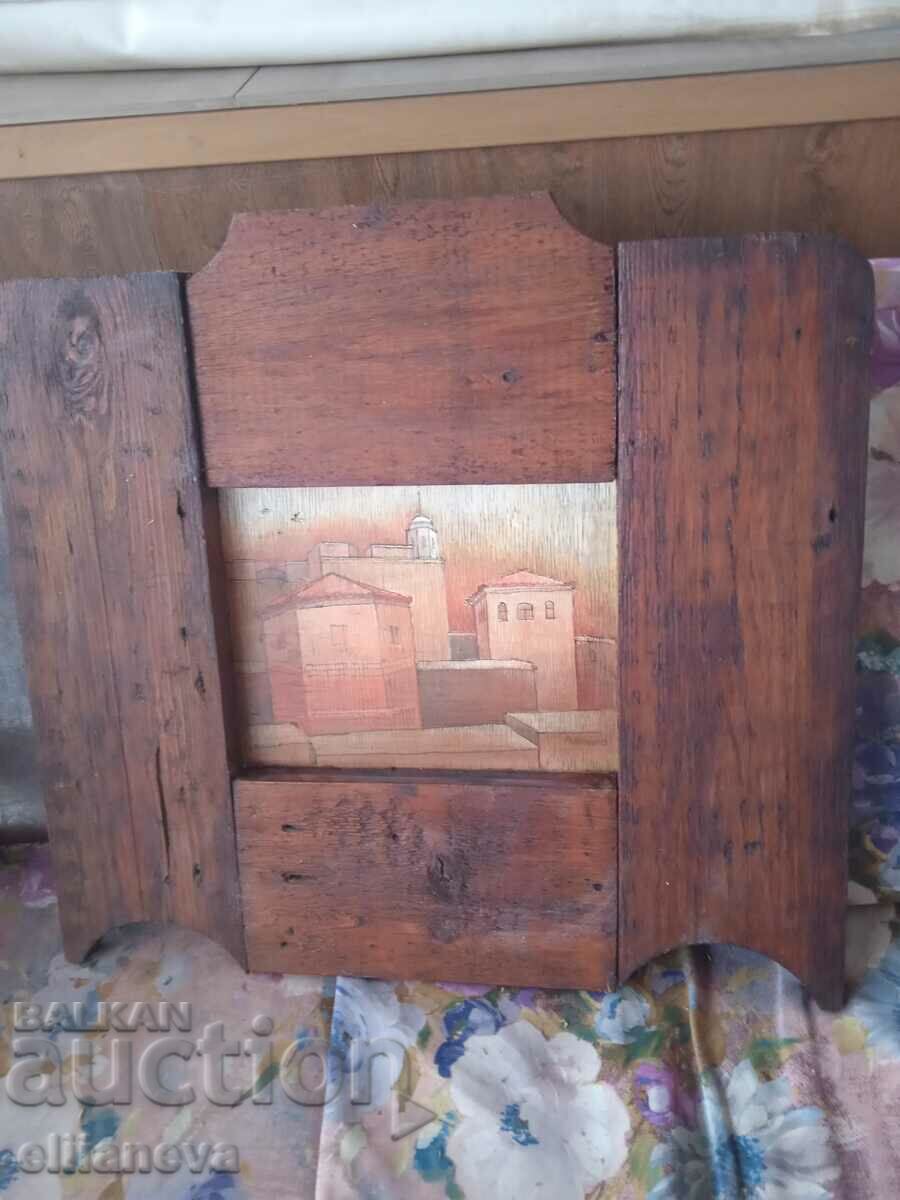 Antique wood carving in a frame Krastev 13