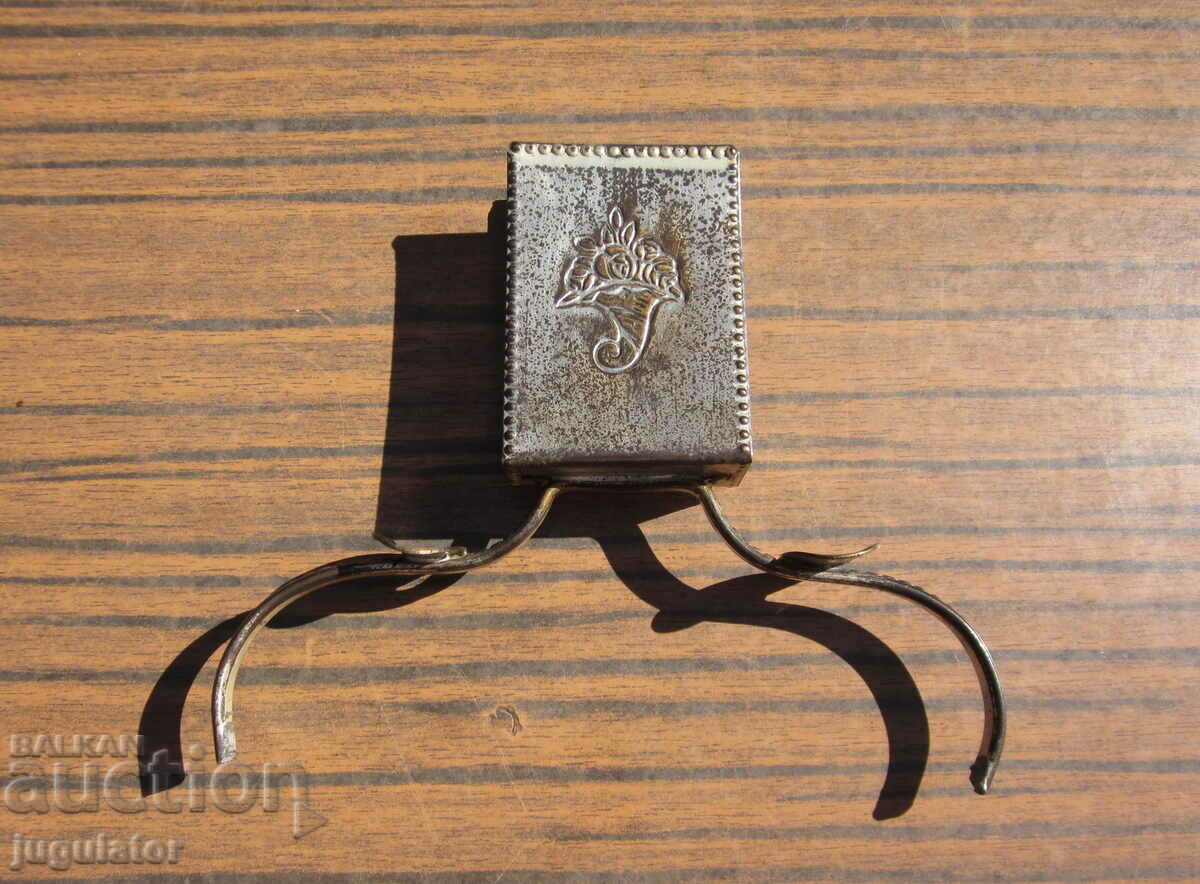 antique silver plated matchbox with ornaments