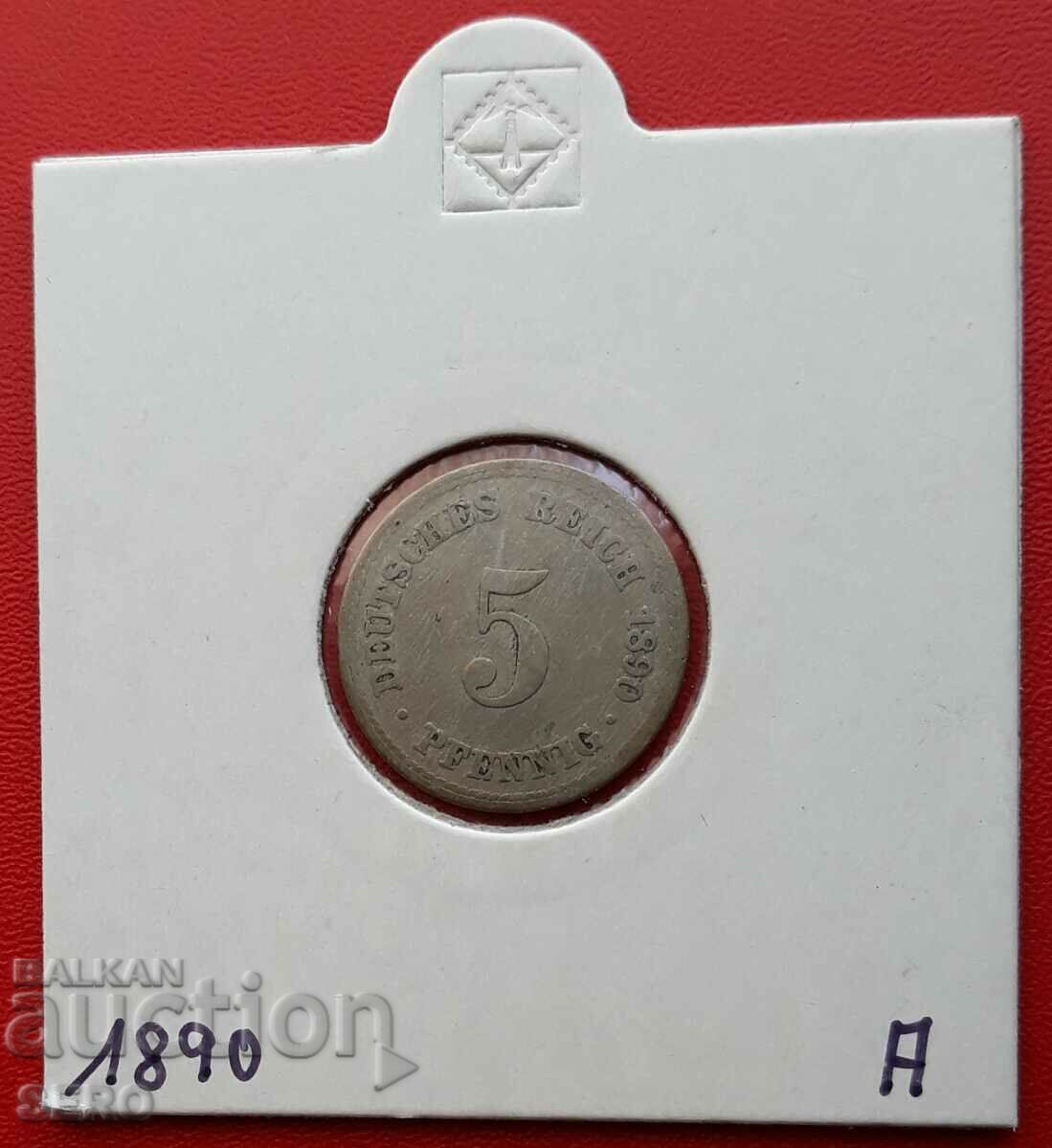 Germania-5 Pfennig 1890 A-Berlin