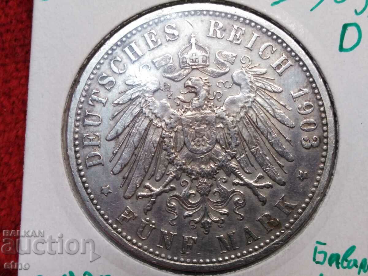 1903 D, GERMANIA 5 MARCI, ARGINT, MONEDE, MONEDE