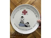 Hand painted red cross plate