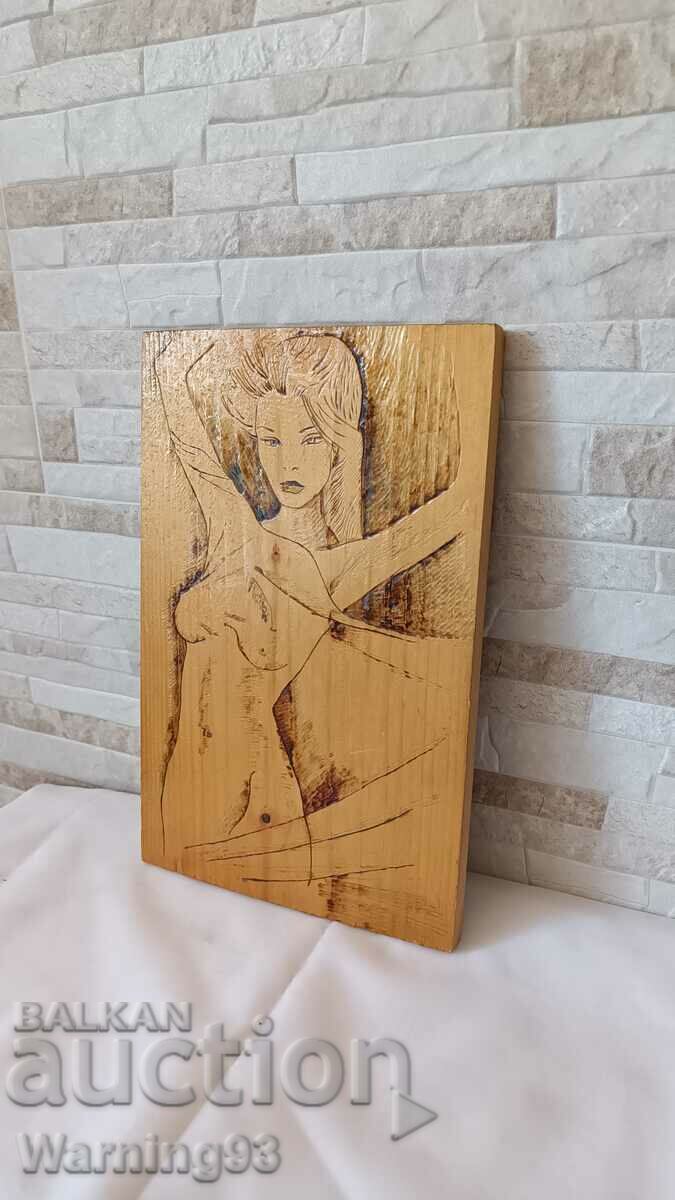 Delivery of Painting / wood carving - "Body" - pyrography - 33/21cm Delivery of Painting / wood carving - "Body" - pyrography - 33/21cm