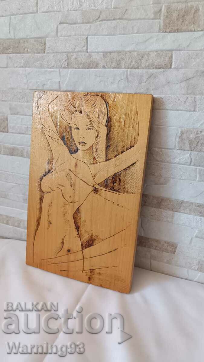 Painting / wood carving - "Body" - pyrography - 33/21cm - 7 Painting / wood carving - "Body" - pyrography - 33/21cm - 7