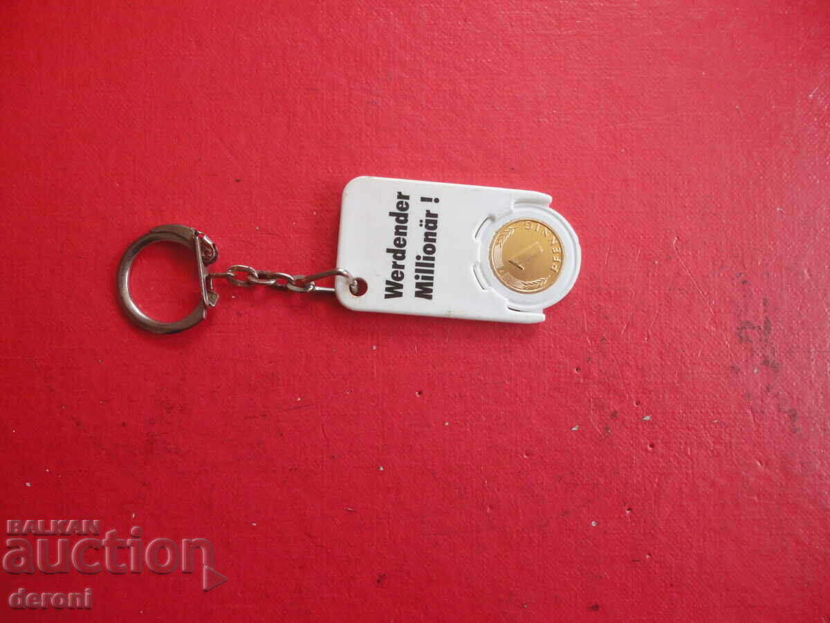 Auction Great key ring with gold plated coin Auction Great key ring with gold plated coin