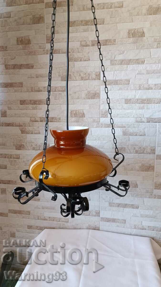 Παλαιός πολυέλαιος από σφυρήλατο σίδερο και γυάλινη οροφή - 5 Παλαιός πολυέλαιος από σφυρήλατο σίδερο και γυάλινη οροφή - 5