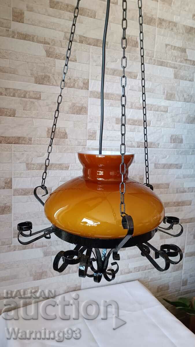 Παλαιός πολυέλαιος από σφυρήλατο σίδερο και γυάλινη οροφή - 6 Παλαιός πολυέλαιος από σφυρήλατο σίδερο και γυάλινη οροφή - 6