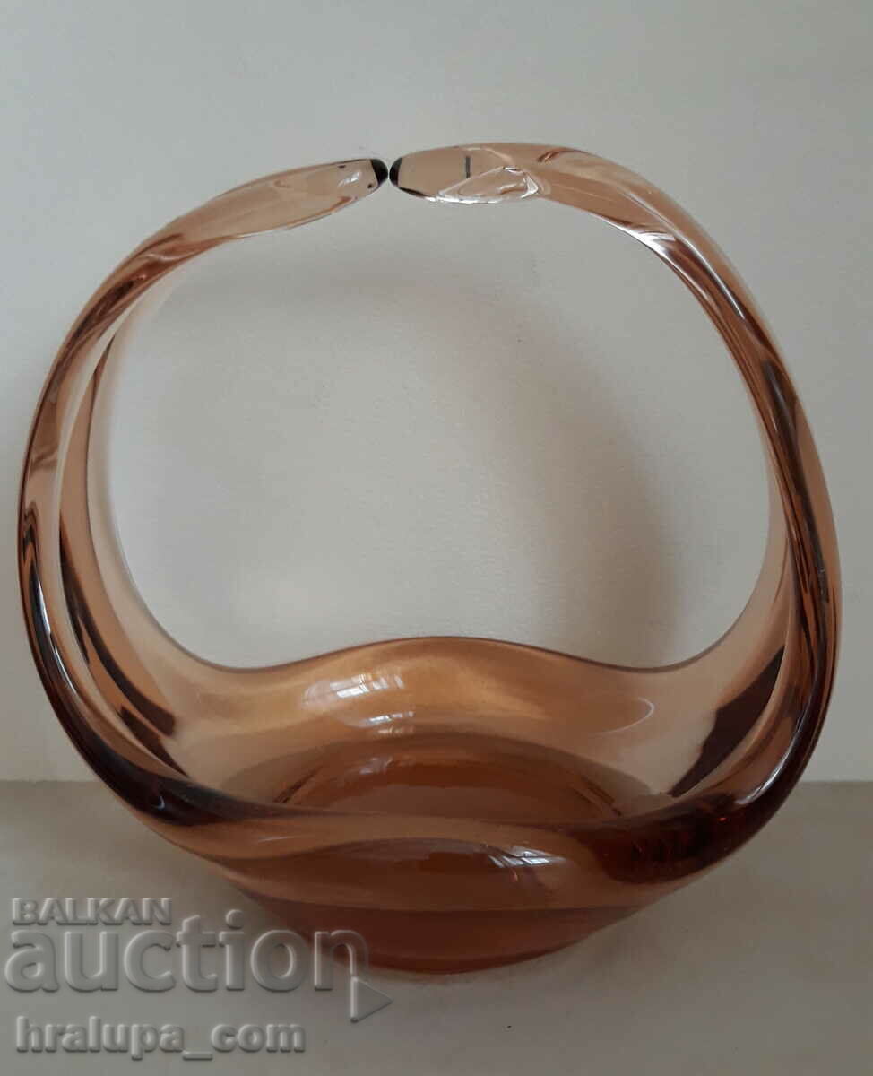 Auction Glass basket bonbonniere colored glass Auction Glass basket bonbonniere colored glass