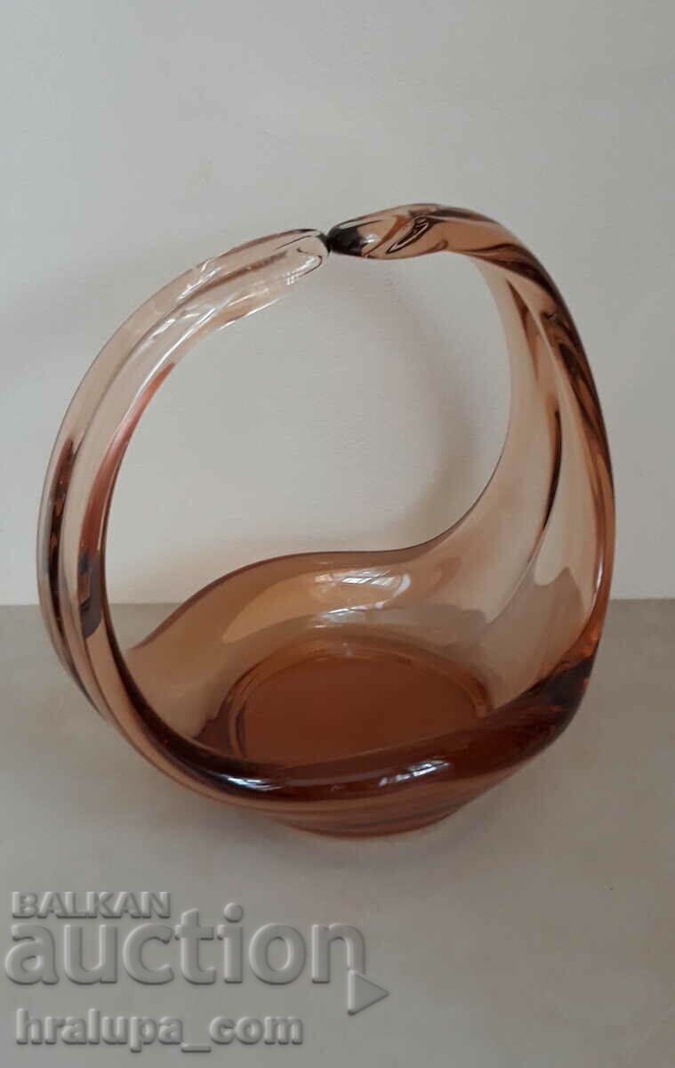 Glass basket bonbonniere colored glass