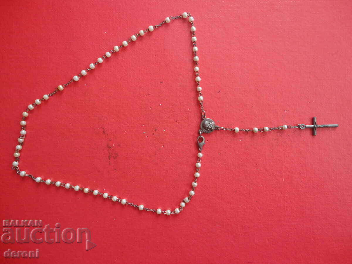 Antique rosary necklace with pearls