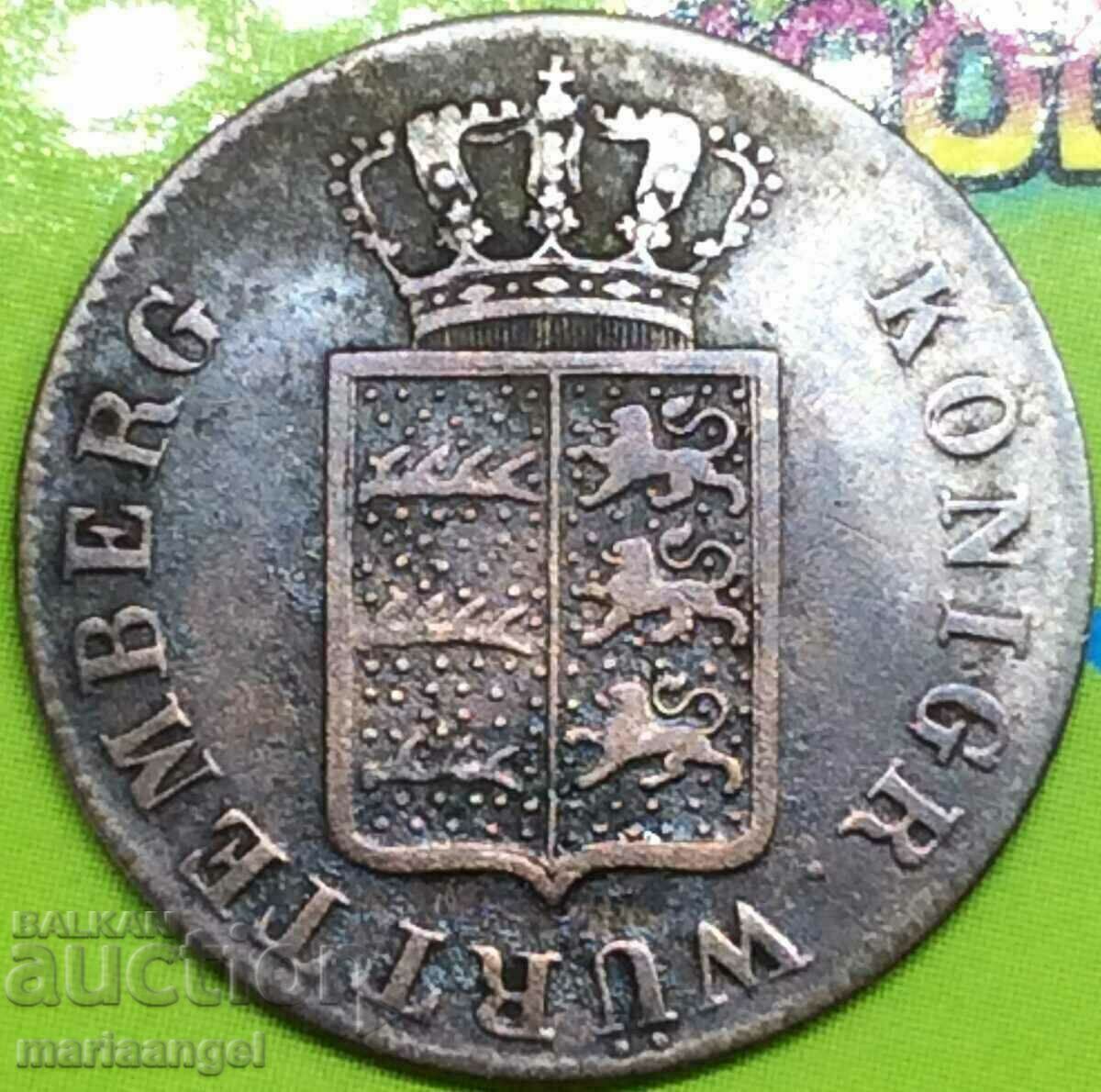 6 Kreuzer 1842 Württemberg Germania argint - rar și scump