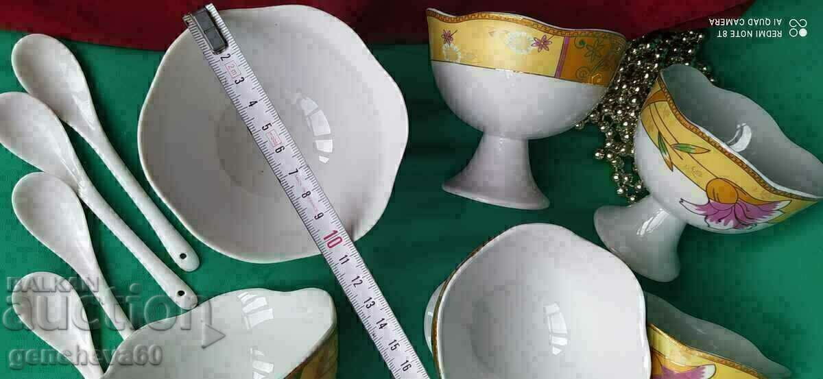 Set of porcelain ice cream cups with spoons with price € 35.00 | 68.45 BGN