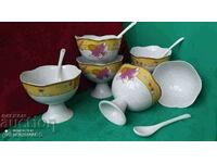 Porcelain melba cups with spoons