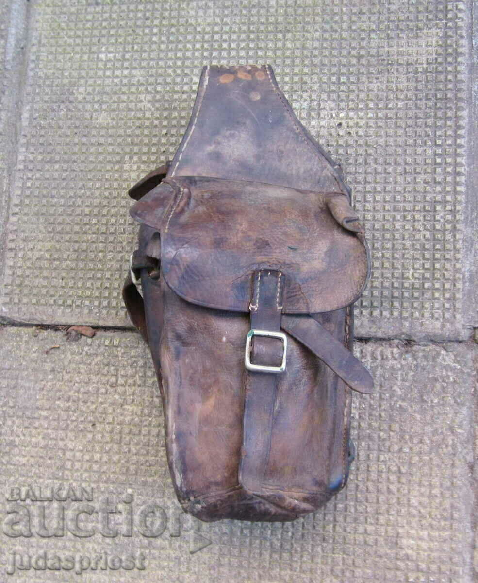 Auction Old leather saddlebags and a leather pouch for a military motorcycle Auction Old leather saddlebags and a leather pouch for a military motorcycle