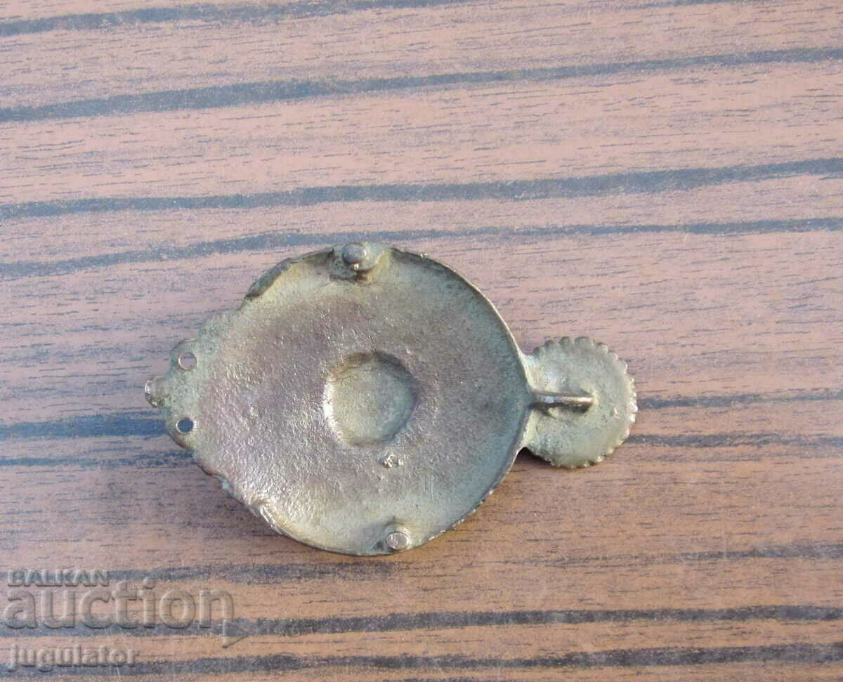 antique Bulgarian Revival bronze pafta half - 5