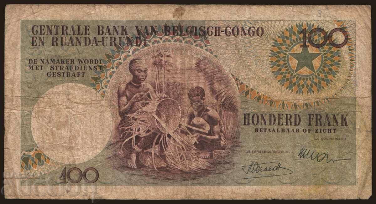 Belgian Congo Rwanda Burundi 100 francs 1956 Leopold II with price 65.00 BGN | € 33.23 Belgian Congo Rwanda Burundi 100 francs 1956 Leopold II with price 65.00 BGN | € 33.23