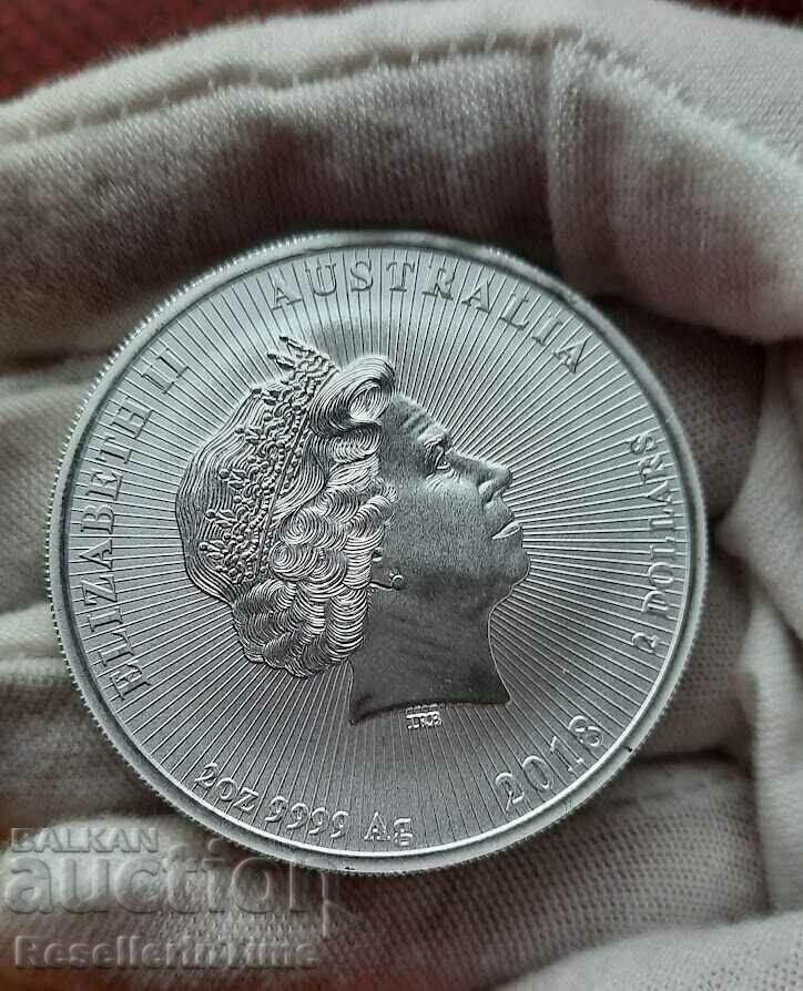 Moneda de argint pentru investiții de 2 dolari Elisabeta a II-a 2018