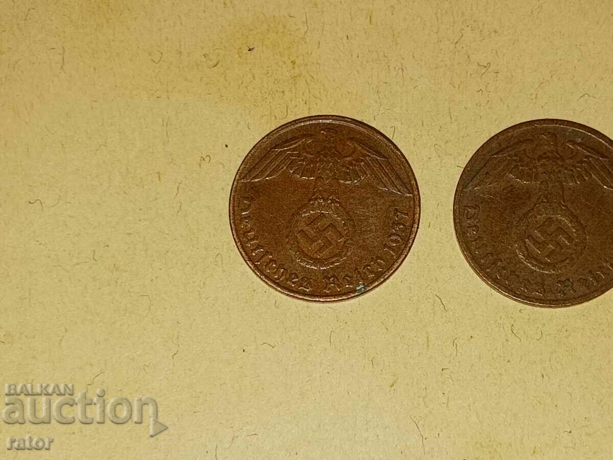 1 pfennig 1937, 1938 and 1939. Germany, Third Reich - 3 pcs with price 14.00 BGN | € 7.16 1 pfennig 1937, 1938 and 1939. Germany, Third Reich - 3 pcs with price 14.00 BGN | € 7.16